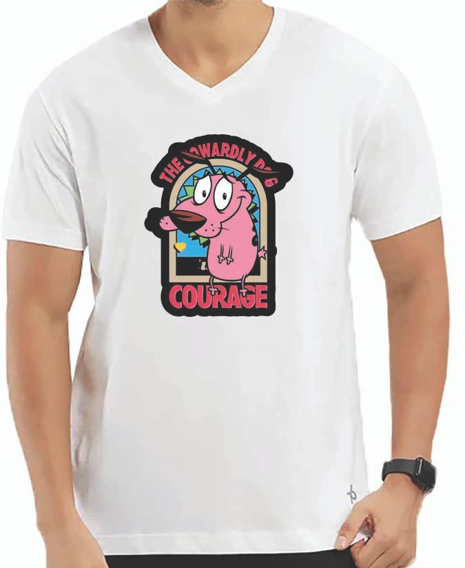 Courage The Cowardly Dog V Neck T-Shirt