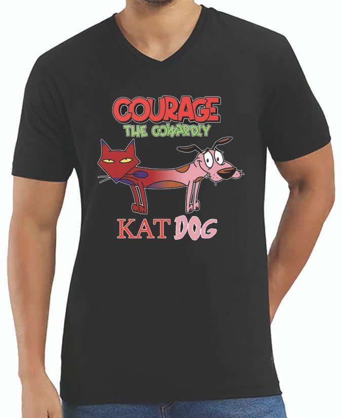 Courage The Cowardly Dog V Neck T-Shirt