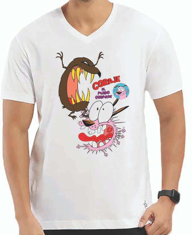 Courage The Cowardly Dog V Neck T-Shirt