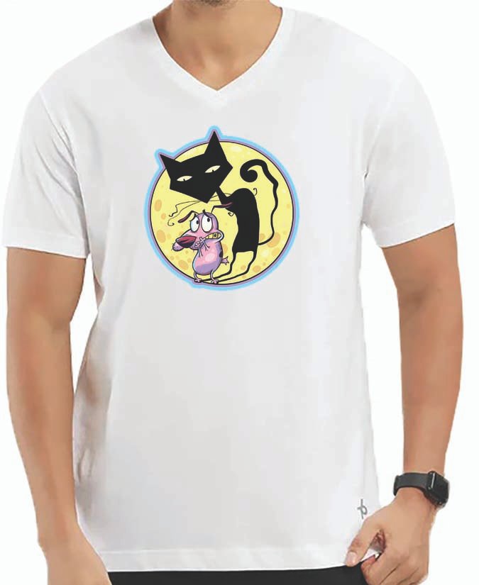 Courage The Cowardly Dog V Neck T-Shirt