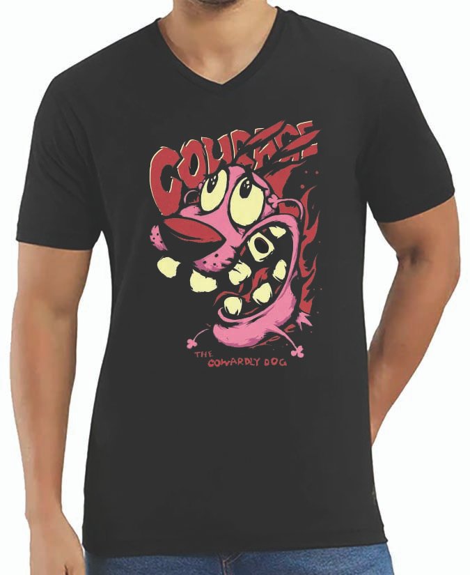 Courage The Cowardly Dog V Neck T-Shirt