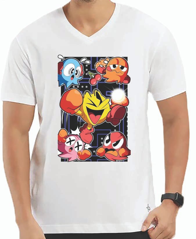 Pac Man V Neck T-Shirt